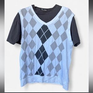 Sacred Cult White, Grey and Black Argyle T-Shirt